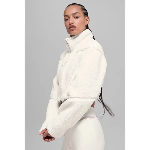 Alo Yoga Sherpa Cropped Slope Side Jacket Ivory S - Image 3