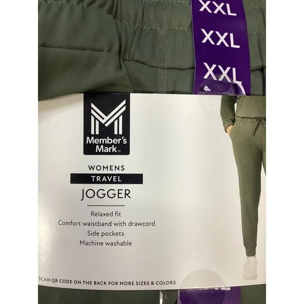 Member's Mark Womens Travel Jogger Olive Green XXL 20 Relaxed Fit Stretch Pants. - Image 2
