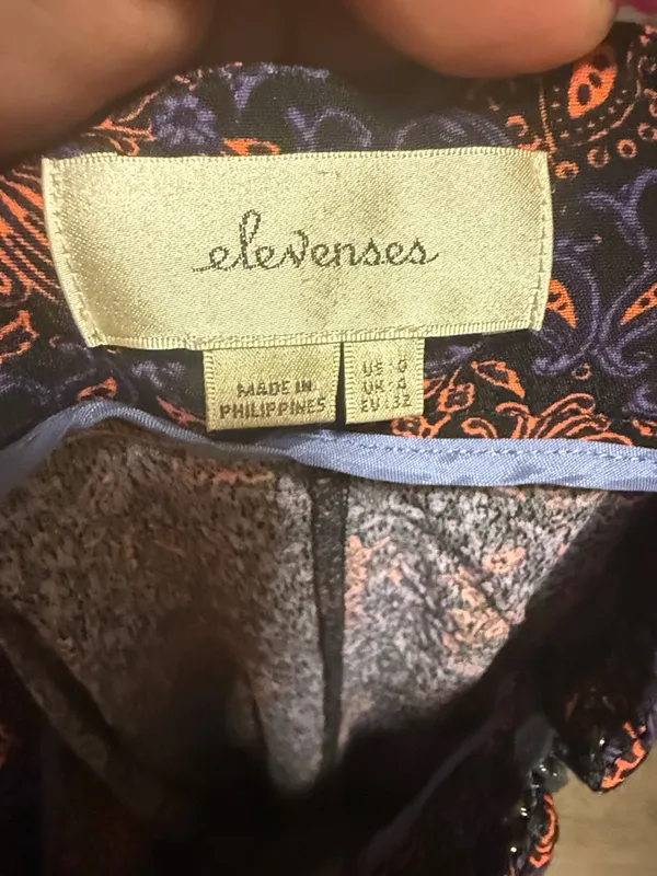 elevenses Navy and Orange Paisley Trousers - Image 3