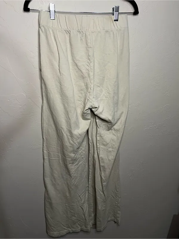 Talentless French Terry Bone Cream Wide Leg Lounge Sweatpants - Image 7