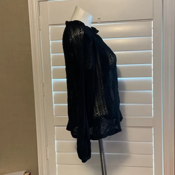Chic Black Sheer Button-Down Women's Shirt - Image 2