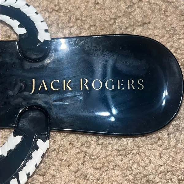 Jack‎ Rogers Bahamas Navajo Jack’s Jelly Sandals Whipstitch Black White 9 - Image 6