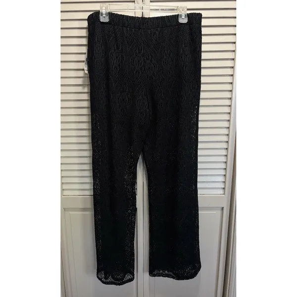 No Boundaries Lace Crochet Swim Cover Up Pants Size XL NWT Black Under Shorts Elastic - Image 3