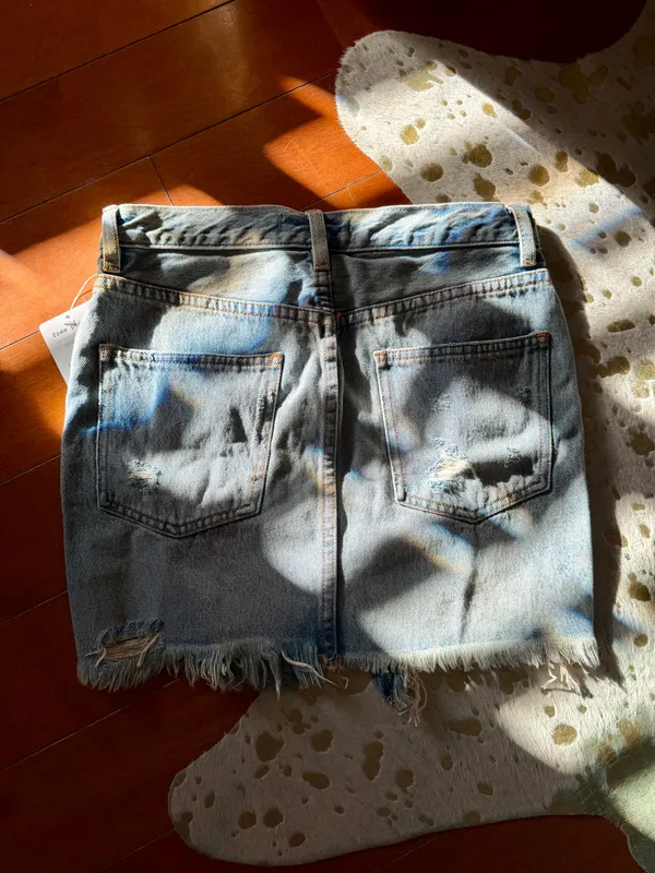 NWT Free People Relaxed & Destroyed Denim Mini Skirt | Size 24 - Image 6