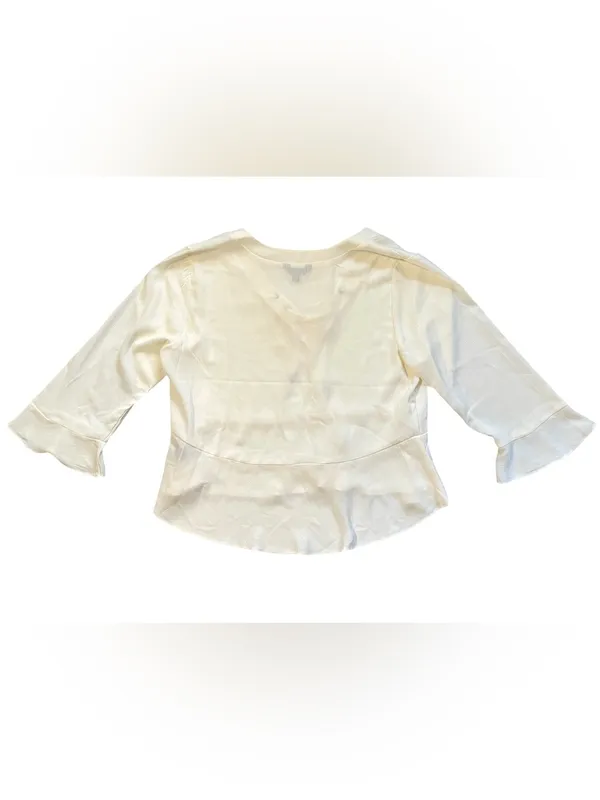 Frye Ivory Lace Up Peplum Blouse XL - Image 5
