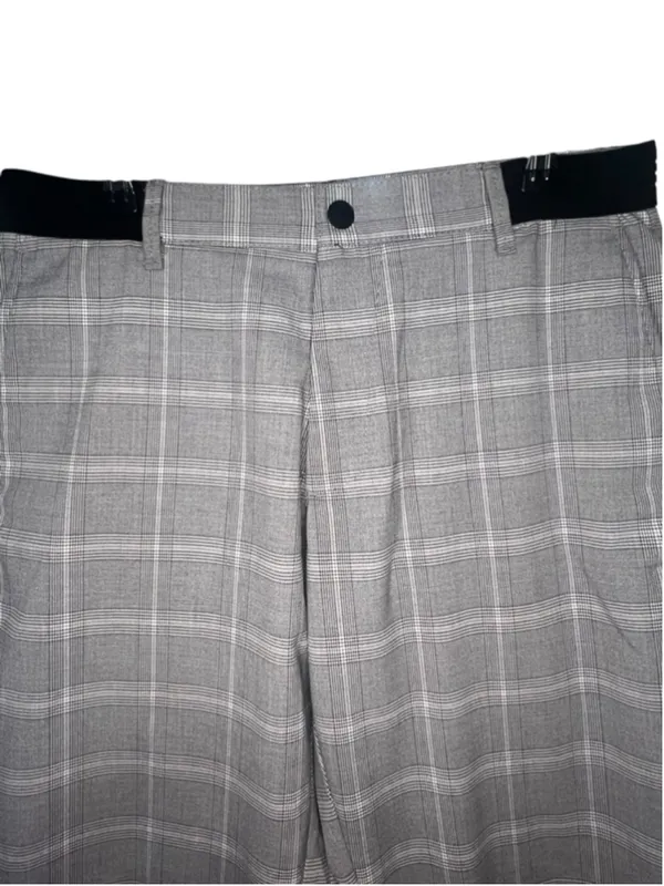 Zara Grey And White Stretchy Plaid Professional Office Tapered Ankle Trousers - Image 2