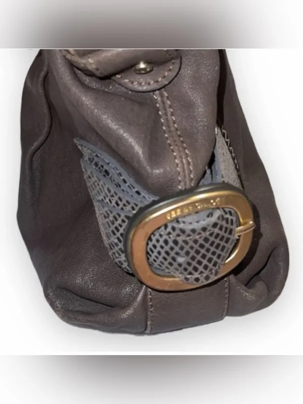 See by Chloé Gray Brown Leather Shoulder Bag Snakeskin Trim - Image 7