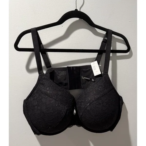 Torrid XO ULTRA PLUNGE PUSH-UP BRA - LACE BLACK Size 46D NWT - Image 3