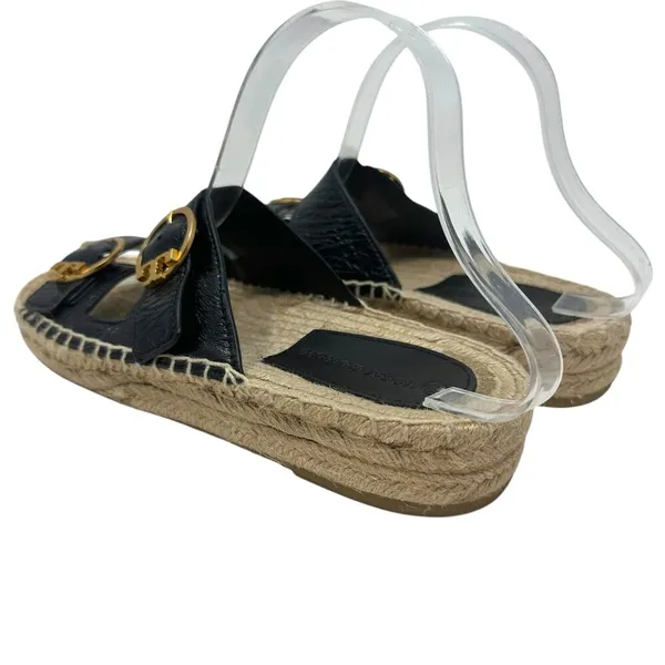 Tory Burch Selby Patent Leather Espadrille Slide Sandals Black Size US 6.5‎ - Image 10