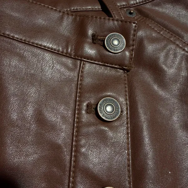 Free People Wynne Vegan‎ Mini Skirt Womens 25 Brown Moto Edgy Indie Boho Western - Image 4