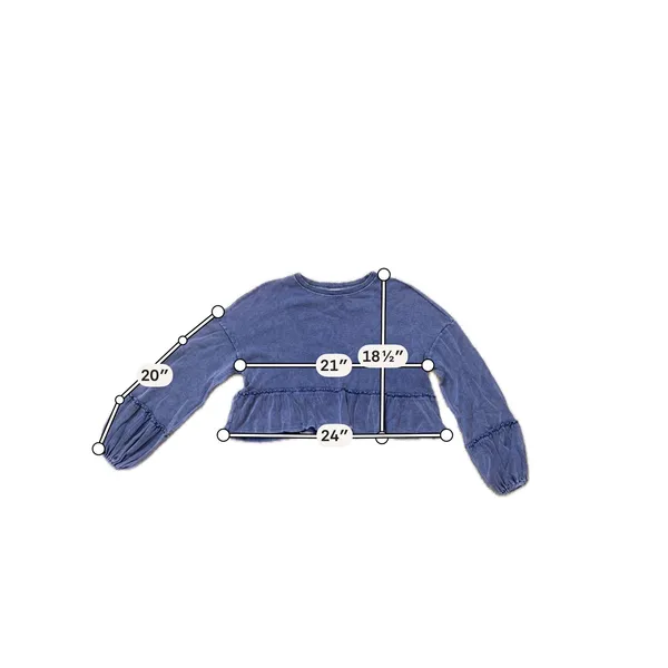 NWT Altar'd State Cropped Mineral Wash Indigo Ribbed Peplum Top S Cottagecore - Image 5