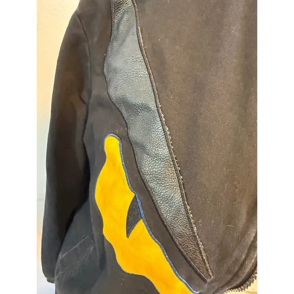 Fendi Bag Bugs Monster Eyes‎ Black Cotton Cashmere Silk Zip Bomber Jacket L flaw - Image 5