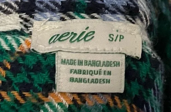 Aerie • Green Plaid Flannel Button Down Sleep Shirt - Image 5