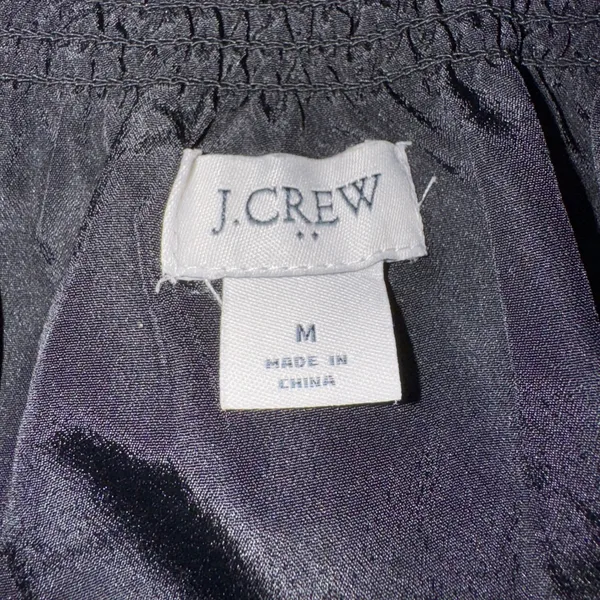 J. Crew Black Gold Dot Sheer Puff‎ Sleeve Smocked Neck Blouse Top Size M - Image 5