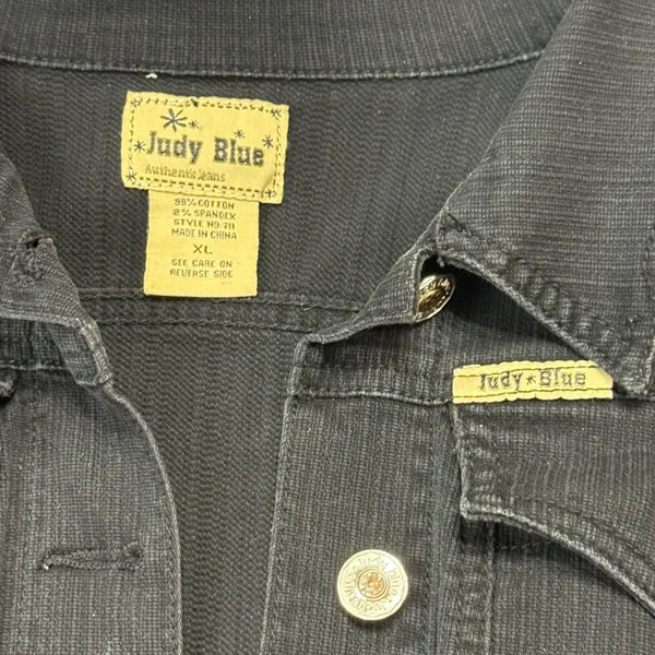 Judy Blue Women's Black Denim Jean Jacket Style No. 711 Size XL - Image 2