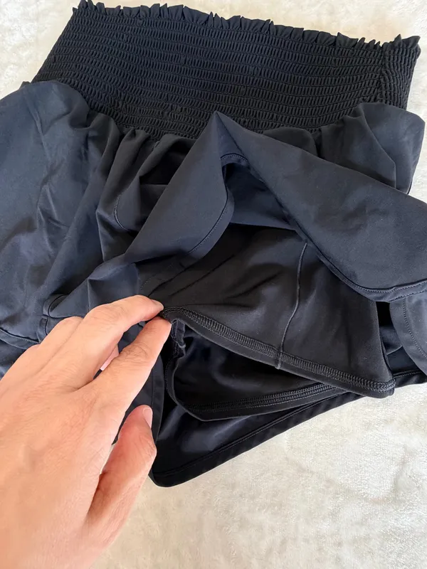 aerie Black Smocked-Waist Flow Shorts - Image 5