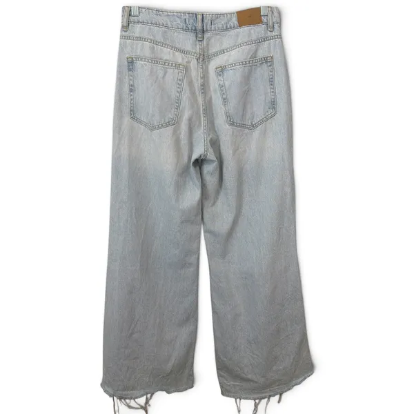 Zara Womens Light Wash High Waisted Wide Leg baggy Raw Hem Denim Jeans Size 6 - Image 2