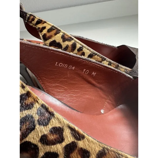 Donald J Pliner Leopard Print Mule Pointed Toe Kitten Heel Fur Size 10 Secretary - Image 7