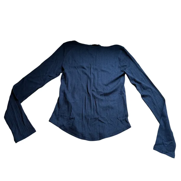 Madewell Small Black Pointelle Long Sleeve Scoopneck Knit Tee NS575 Lightweight - Image 7