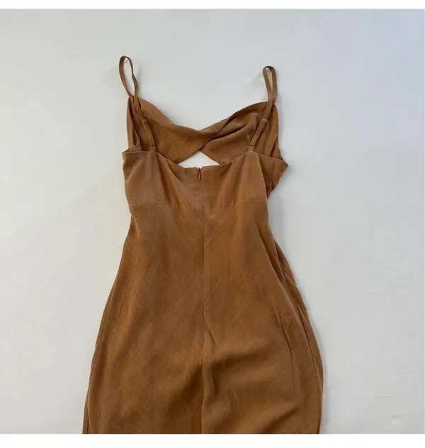 Cut Out Midi Dress Brown - Image 5