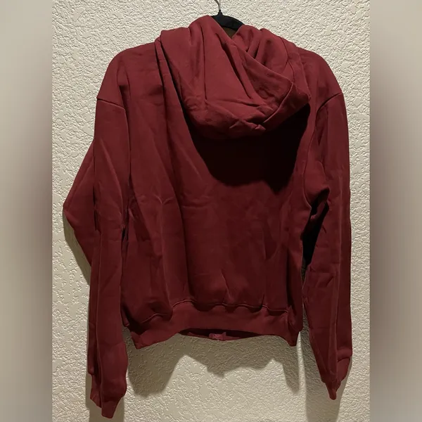 Skims NWT Cotton Fleece Classic Zip Up Hoodie Sweatshirt Merlot Size M - Image 7