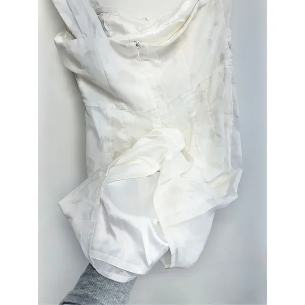 MM Couture by Miss Me White One Shoulder Burnout Polka Dot Mini‎ Dress Size M - Image 8
