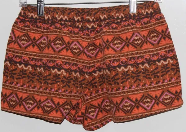 Women's Patagonia Tan Orange Pink Brown Elastic Tribal Geometric Shorts Size XS - Image 2