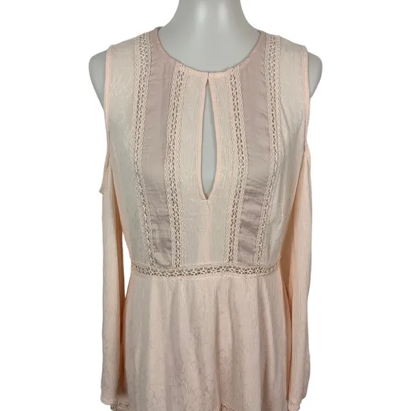 Lovefire Pink Cold‎ Shoulder Long Sleeve Dress XL Boho Feminine Flowy - Image 2