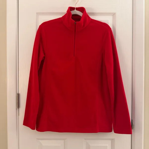 Lands' End Red Quarter Zip Fleece Pullover Small - Image 2