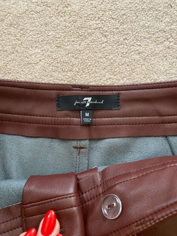 Burgundy Leather Pants - Image 3