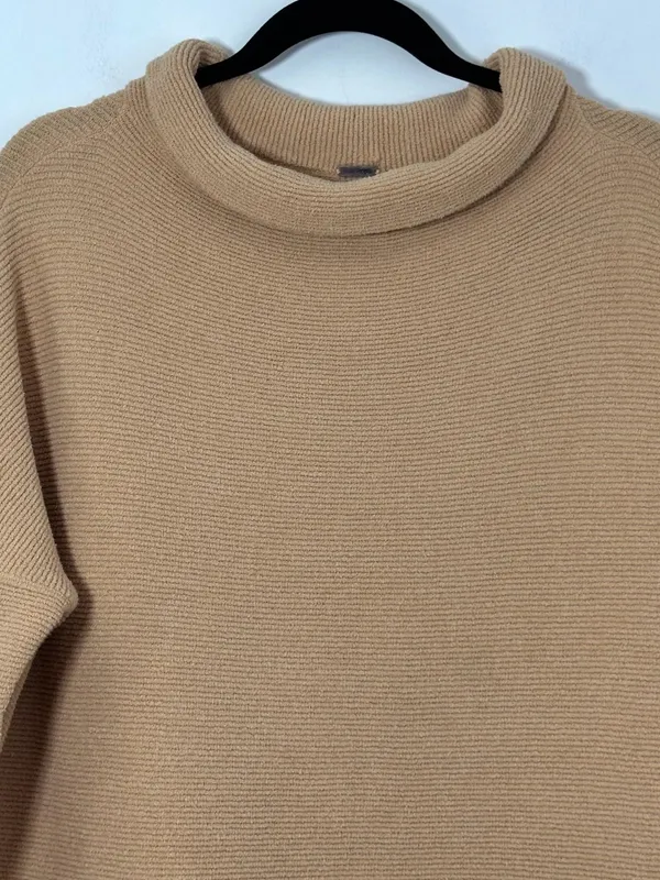 Free People Women’s Tan Beige Oversized Cowl Neck Knit Sweater Dress - Image 2