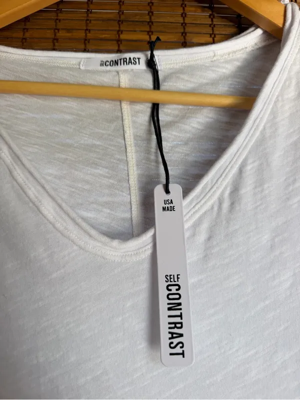 Self Contrast Anthropologie White Slub Cotton Swing Tank Top XS NWT $68 - Image 3
