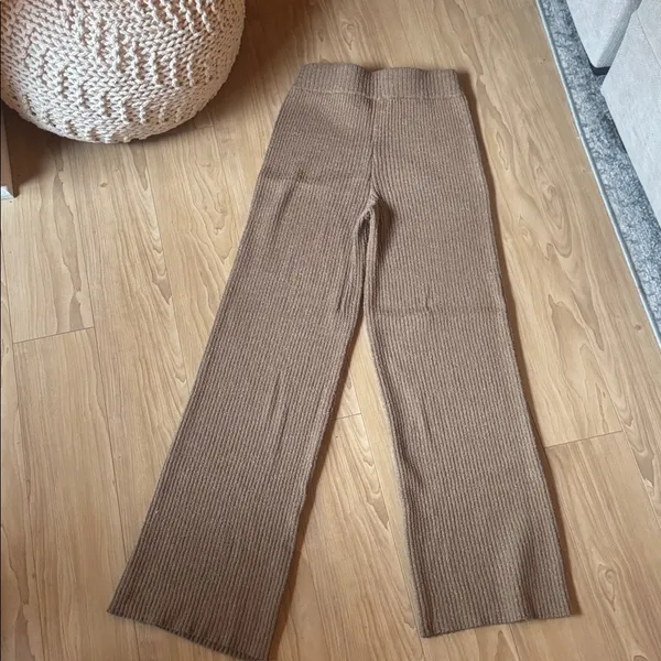 Lovers + Friends Tan Wide Leg Knit Pants - Image 4