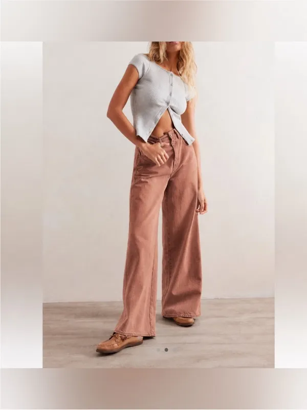 NWOT Free People We The Free CRVY Gia Wide-Leg Jeans - sand dune mauve - 27 - Image 3