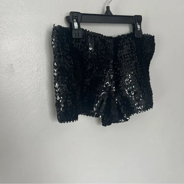 Boutique Black Sequin Dance Sexy Stretch Booty Women's Shorts Small - Image 2