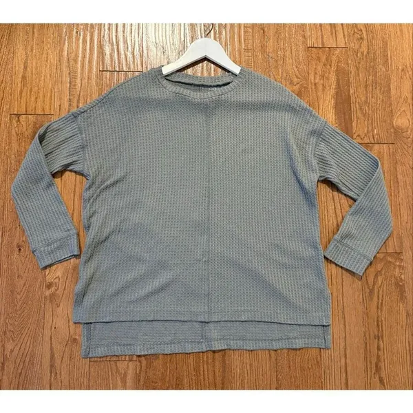 American Eagle green waffleknit oversized seam front top xs - Image 9