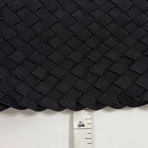 Woven Belt OS Black Wide Braided Elastic Round Buckle 40" Capsule Mnimali - Image 5