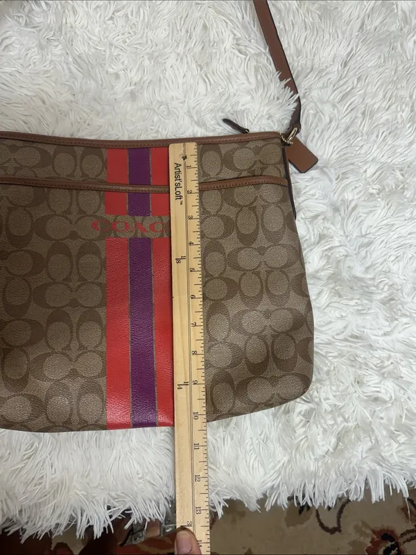 Coach Varsity Stripe Large File Rowan Crossbody Bag Purse - Image 6