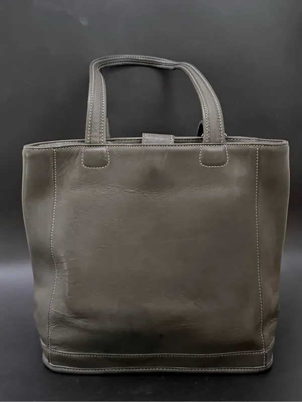 Vintage COACH 9305 Gray Glove-Tanned Leather Bleecker Bucket Shoulder Tote Bag - Image 3