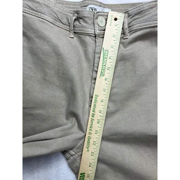 ZARA Wide Leg Cropped‎ High Rise Tan Khaki Pants Women US 14 EUR 46 - Image 4