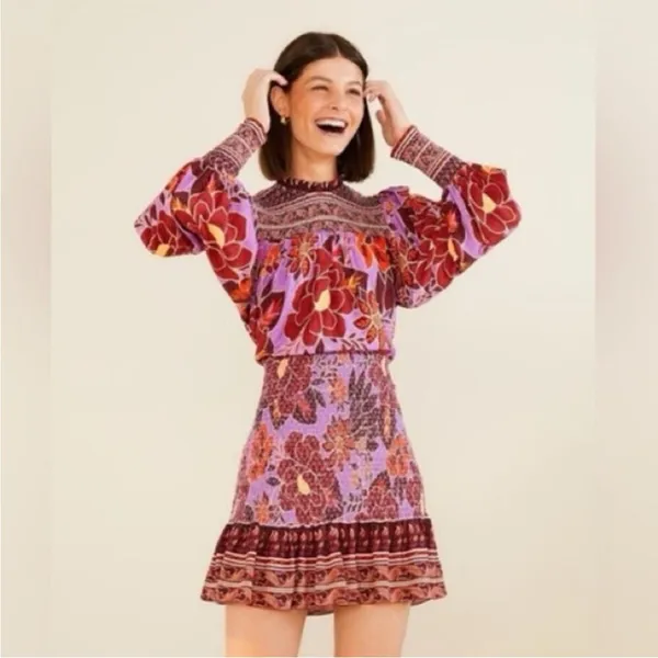 Farm Rio Sweet Floral Long Sleeve Minidress XL - Image 8