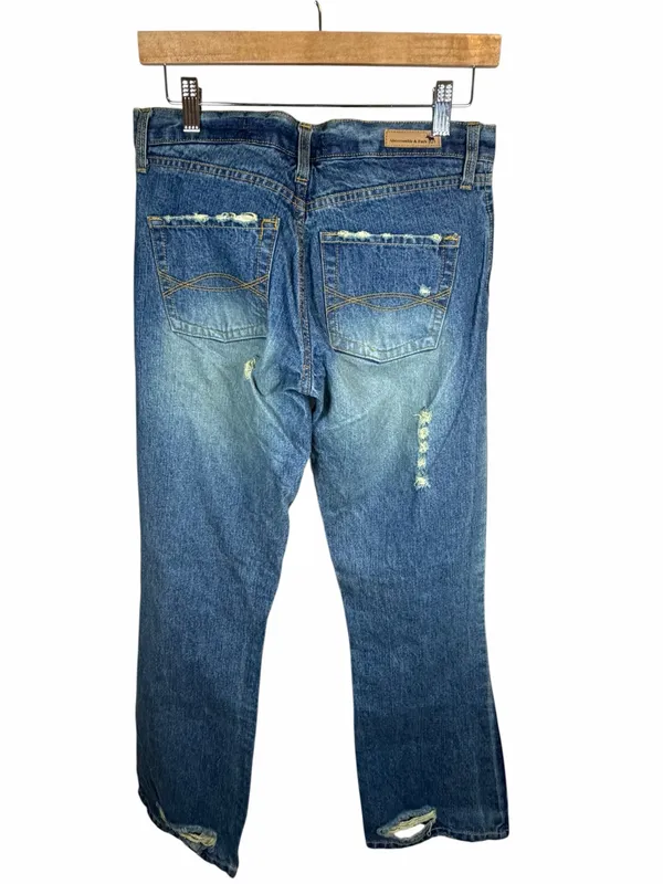 Abercrombie & Fitch Y2K Distressed Bootcut Madison Jeans Blue Denim Grunge Sz 6 - Image 3