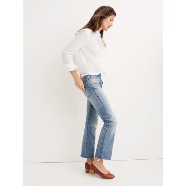 Madewell Tall Rigid Demi-Boot Crop Jeans, 29" Inseam, Size 25, EUC, Medium Wash - Image 9