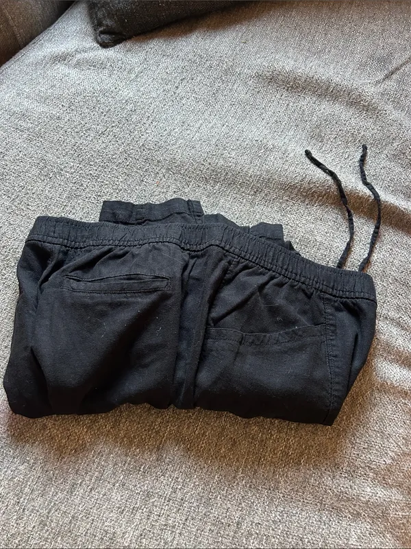 Old Navy Women's Black Cropped Elastic Waist Summer Linen Tapered Pants | Sz XL - Image 12