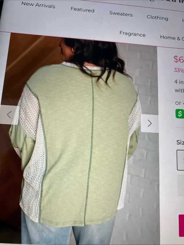 Patchwork Sage waffle Knit V - Image 2