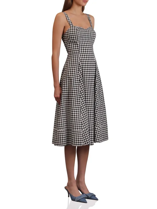 NWT Avec Les Filles Gingham Check Fit and Flare Sweetheart Dress - Image 11