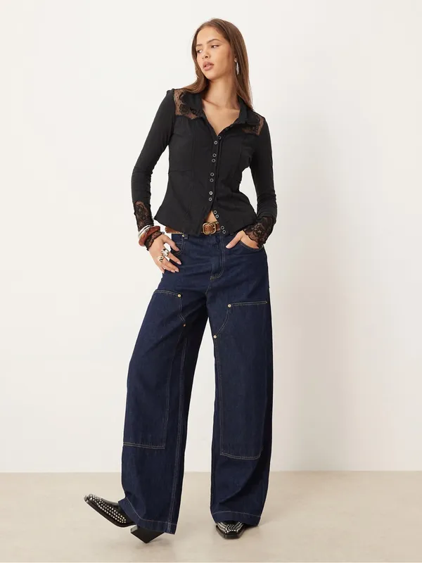 Free People Rosebud Cuff Top - Black - Image 4