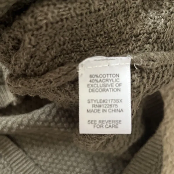Leti & Me Josey Sweater Basketweave Pullover Olive Green Elbow Patches M - Image 5