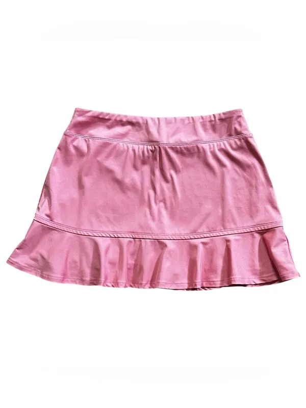 Tommy Bahama Golf Skort Pink Ruffle Hem Hidden Pocket Mini Skirt Medium - Image 3