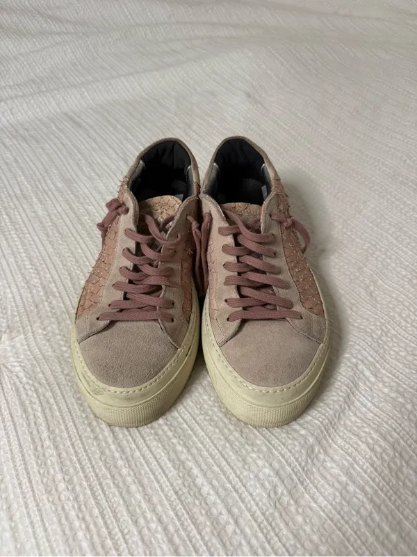 P448 Pink Taupe Platform Sneakers with Textured Side Panels - Image 2